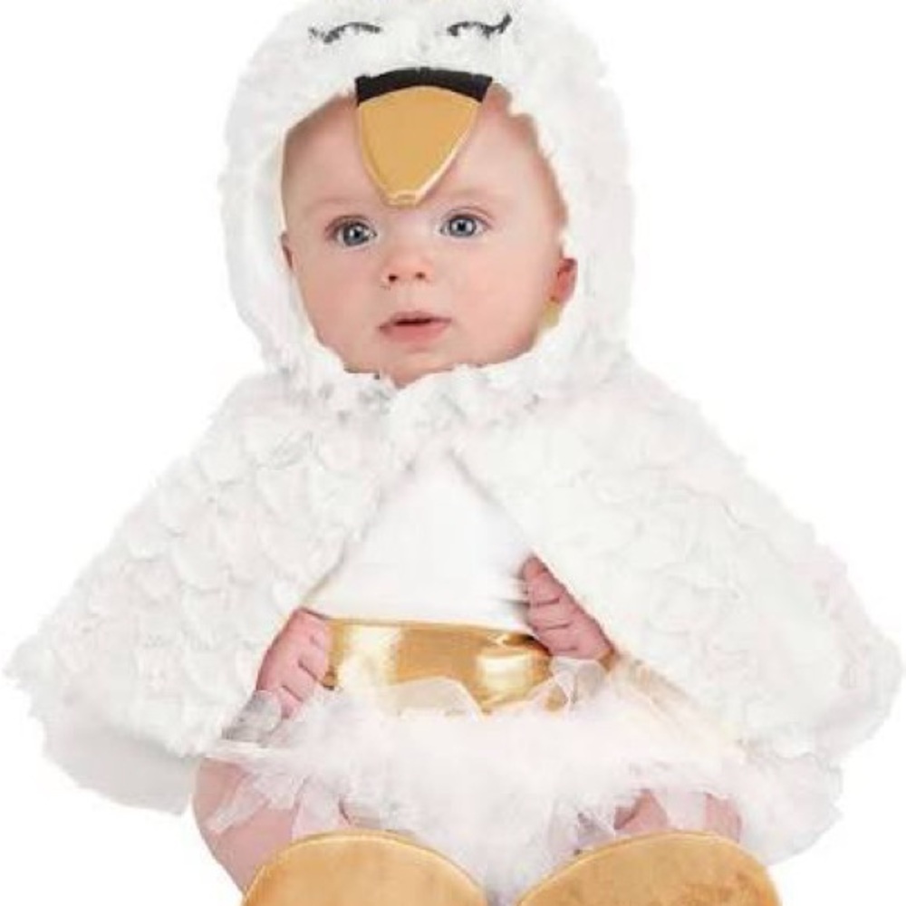Posh Peanut White and Gold Swan Costume- 6/9 months